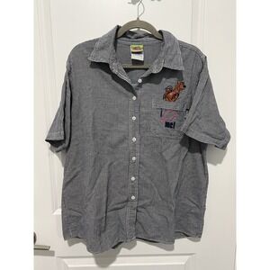 Vintage SCOOBY DOO Women‎ Casual Shirt Plaid Black White Size 14/16 W